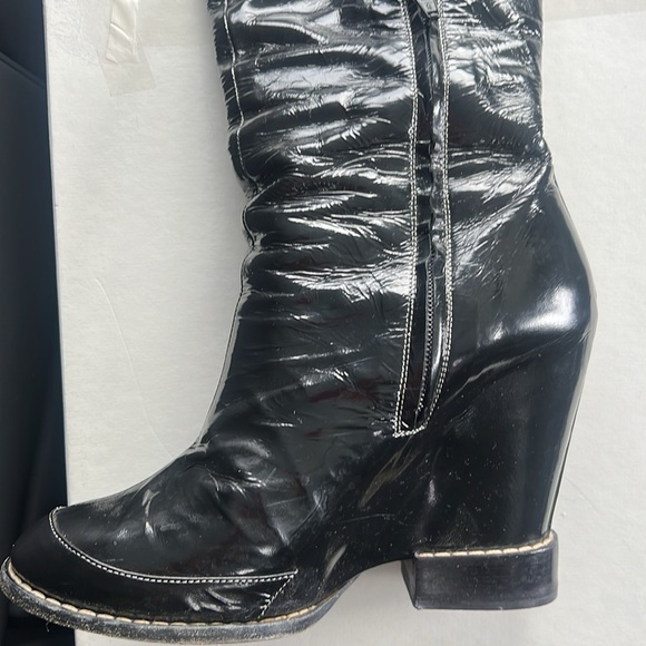 Authentic Chloe black knee high patent leather heel boots, size 7 - Picture 11 of 11